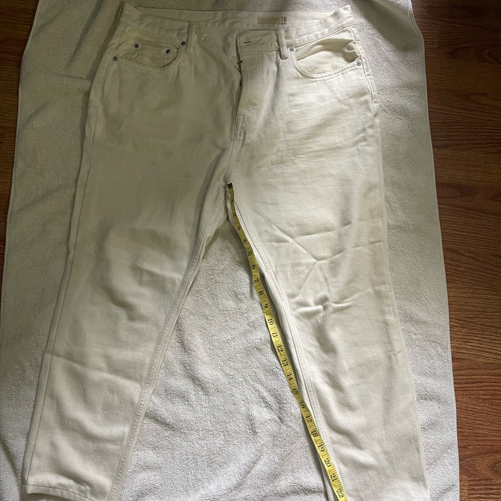 All Saints White Chinos Straight Leg Cotton Blend